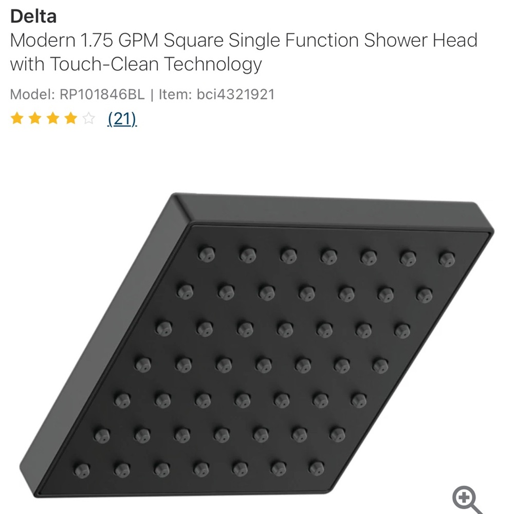 Delta Matte Black Square Single-Function Shower Head